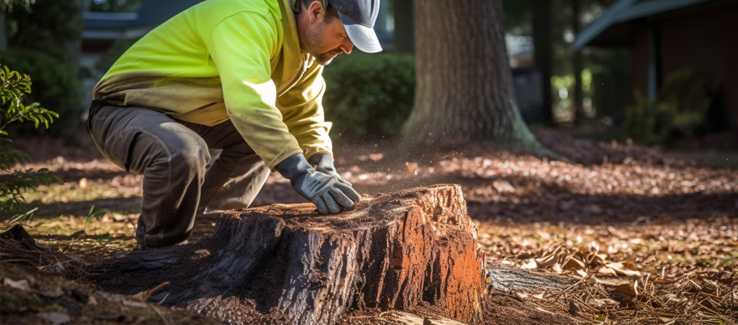 arborist putting chemical in tree trunk roots