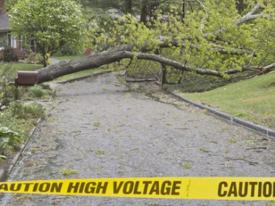 Tree fell through residential power lines