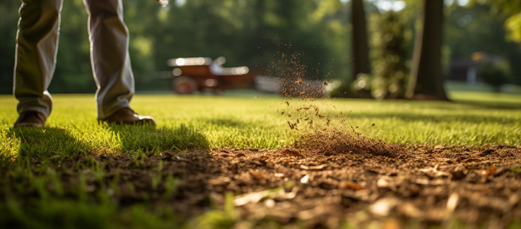 homeowner planting grass seed