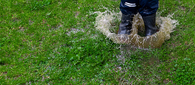 Accumulated water from poor drainage